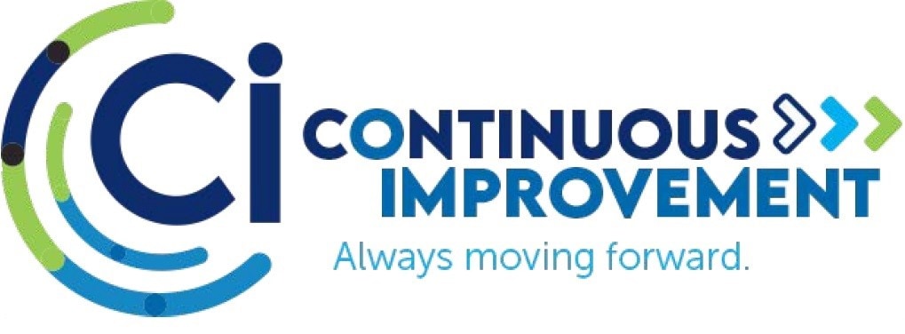 Efficient ship management logo with the text "Continuous Improvement" and the slogan "Always moving.